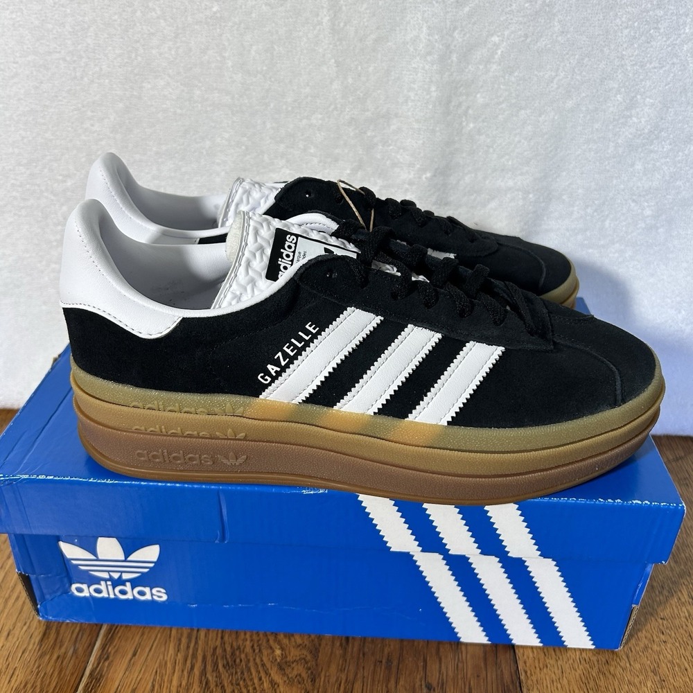 Adidas Womens Size 8 Black Gazelle Bold Low Top Platform IE0876 Athletic Shoes - Picture 4 of 8